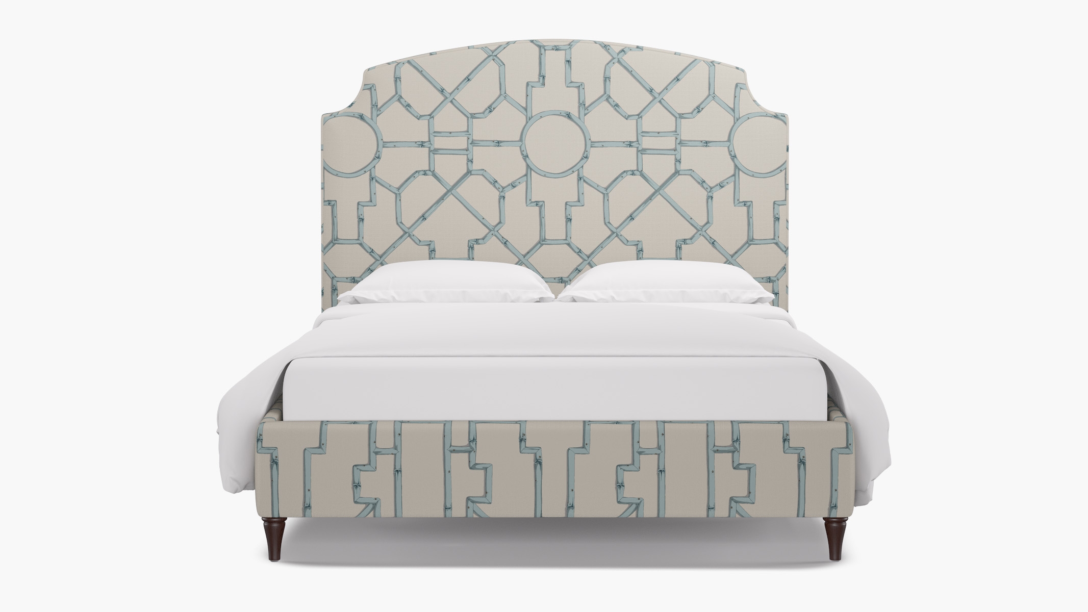 Cove Bed, Blue Baldwin Bamboo, Espresso Decorative Tapered Leg, Twin - Image 0