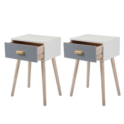 Set Of 2 24.8Mid-Century Nightstand Bedside Table With Storage Drawer" - Image 0