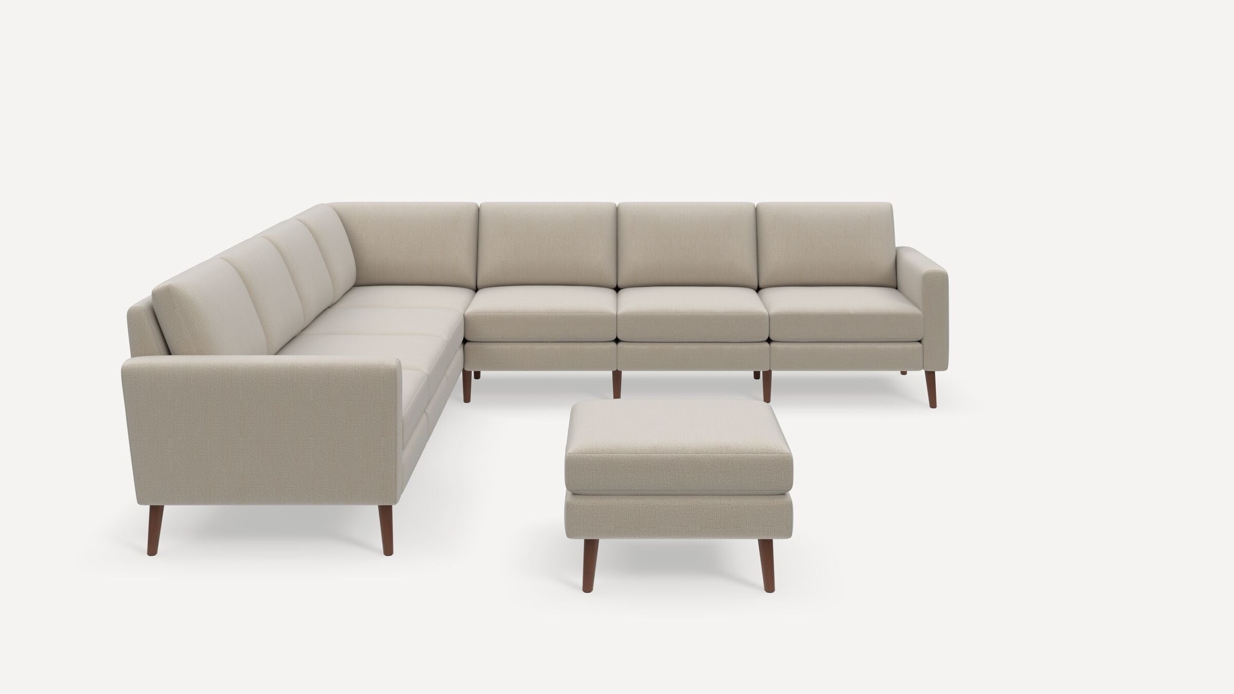 Nomad 7-Seat Corner Sectional with Ottoman - Georgia Clay - Performance Chenille / Walnut - Wood / Block - Image 0