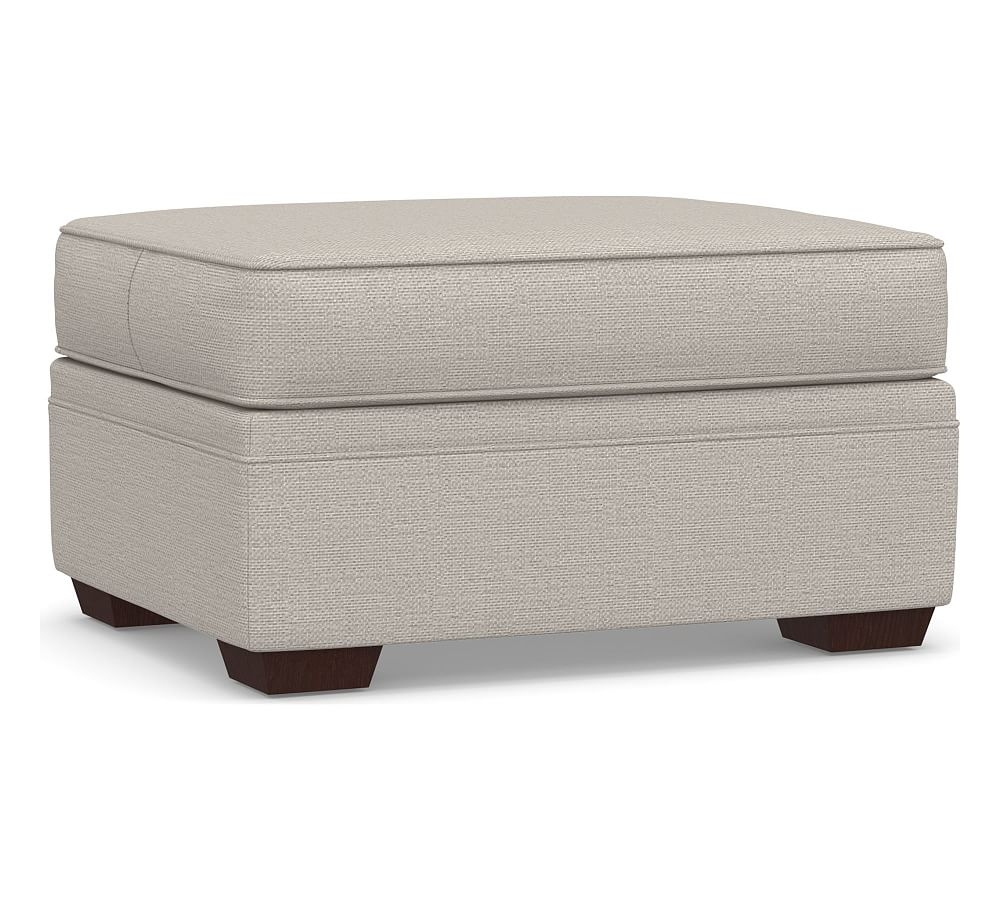 Pearce Upholstered Storage Ottoman, Polyester Wrapped Cushions, Chunky Basketweave Stone - Image 0