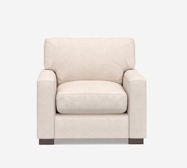 Turner Square Arm Upholstered Grand Armchair 42.5", Down Blend Wrapped Cushions, Performance Heathered Basketweave Alabaster White - Image 1