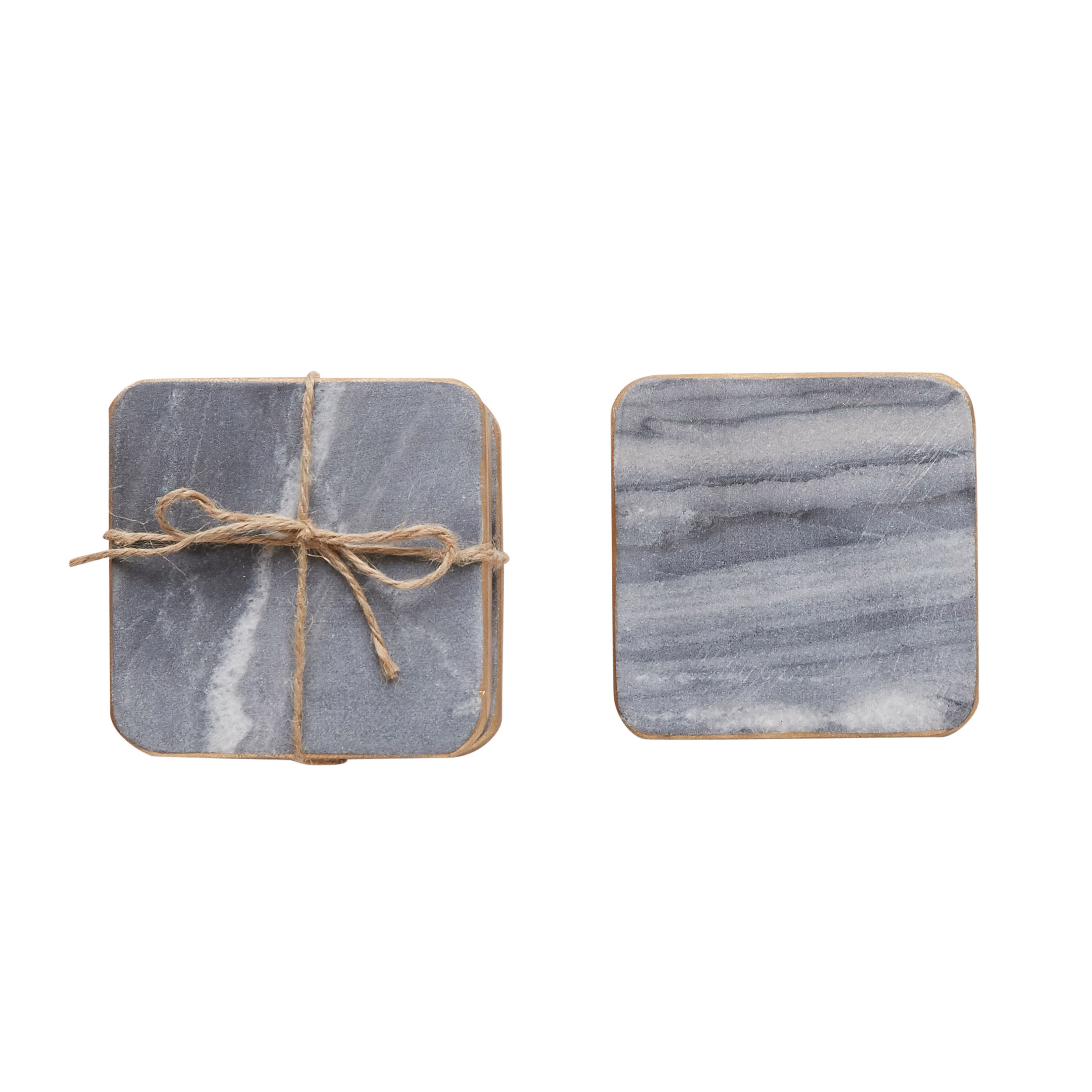 Set of 4 Grey Marble Coasters with Gold Edges - Image 0