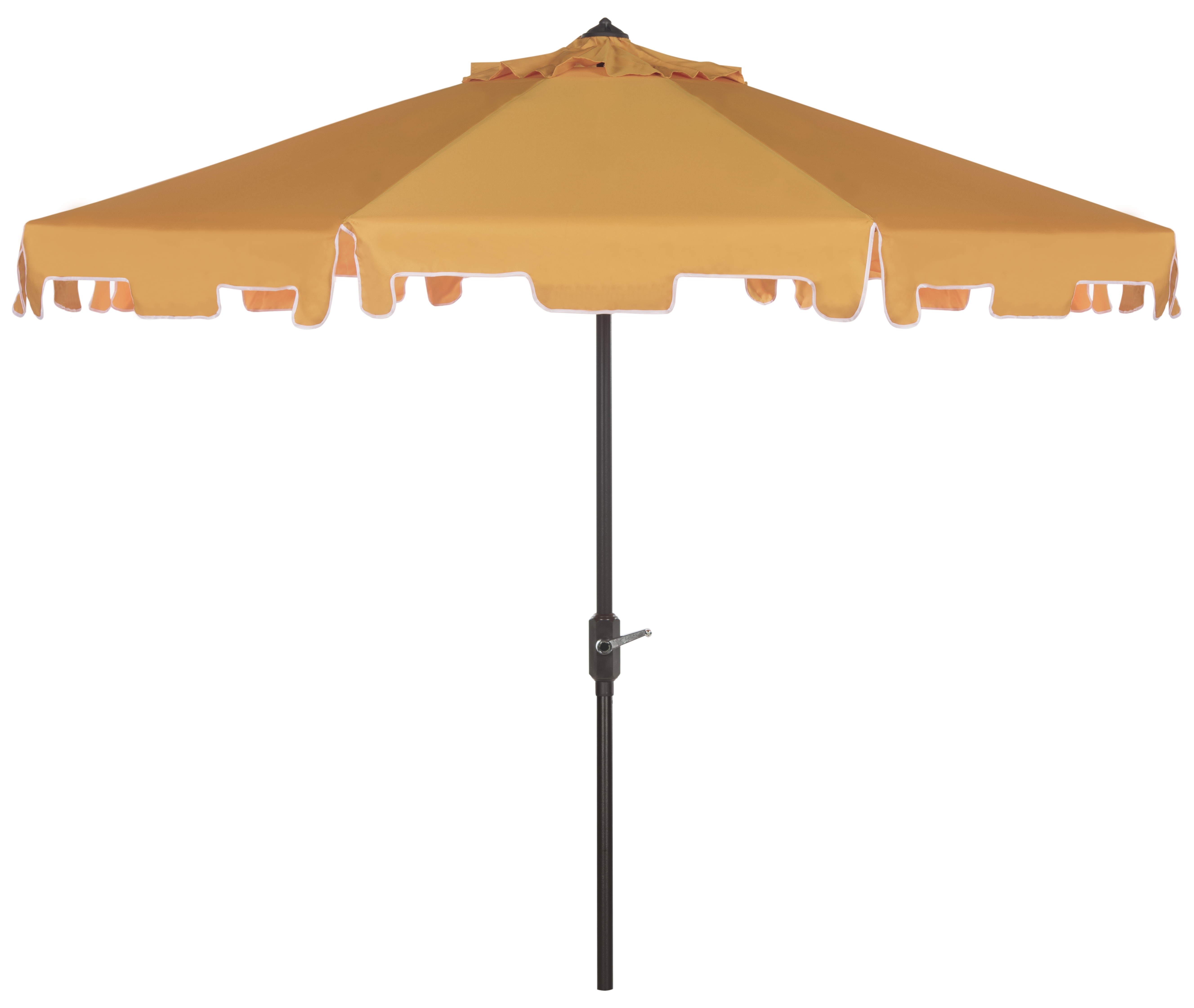 Uv Resistant Zimmerman 9 Ft Crank Market Push Button Tilt Umbrella With Flap - Yellow/White - Safavieh - Image 0