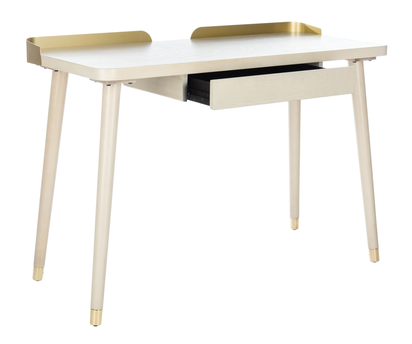Parker 1 Drawer Desk - White Washed / Gold - Safavieh - Image 4