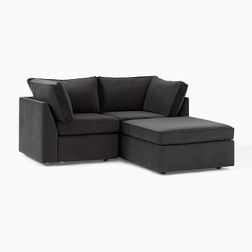 Harris Sectional Set 106: Corner, Corner, Ottoman, Down, Twill, Silver, Concealed Support - Image 3