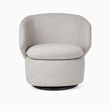 Crescent Swivel Swivel Chair, Performance Velvet, Corn Flower, Concealed Support - Image 2
