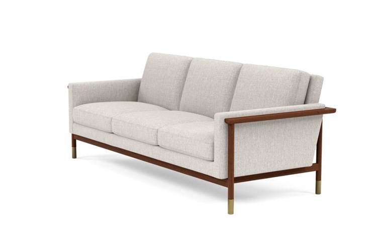 Jason Wu Sofa with Beige Wheat Fabric and Oiled Walnut with Brass Cap legs - Image 4