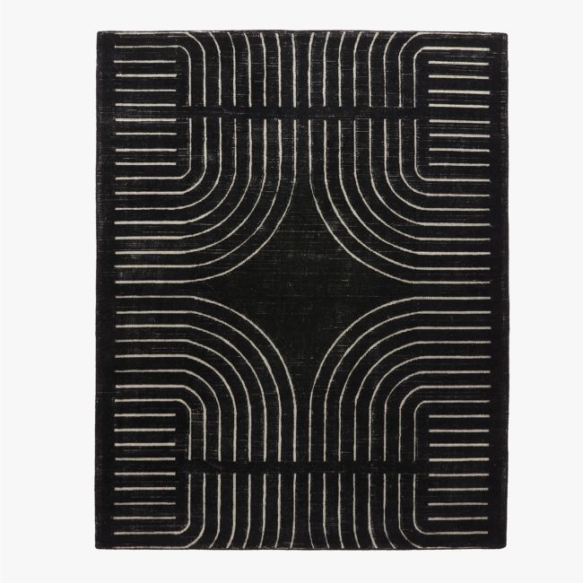 Asti Hand-Tufted Black and White New Zealand Wool Area Rug 9'x12' - Image 0