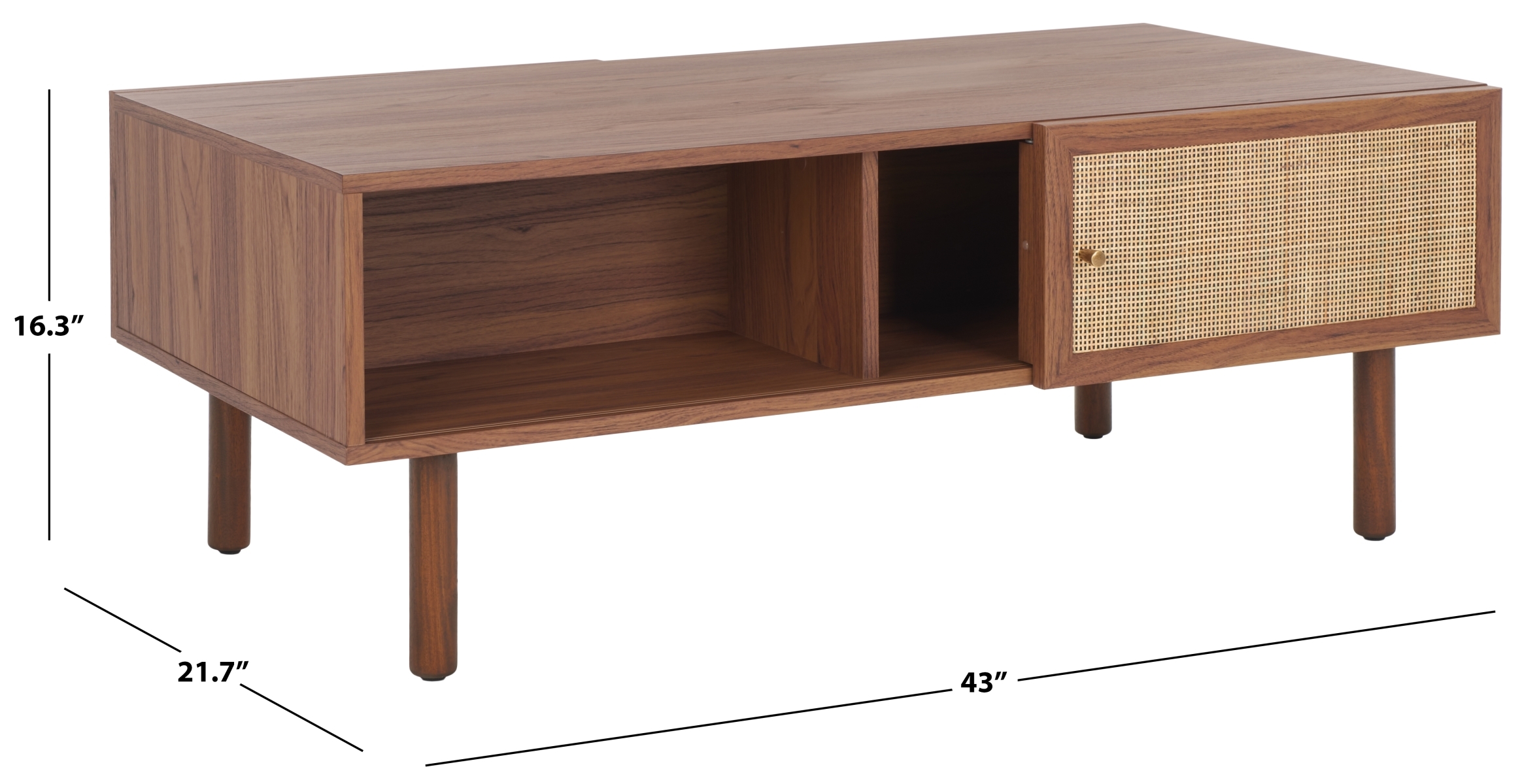 Silvanna 2 Door Coffee Table - Walnut / Natural - Safavieh - Image 9