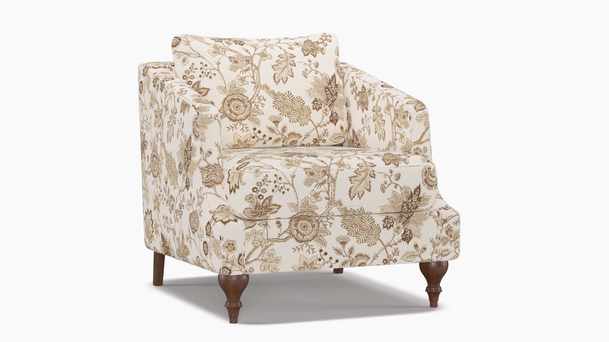 Slope Arm Chair, Tawny La Vendee, Walnut Turned Wood Leg - Image 1