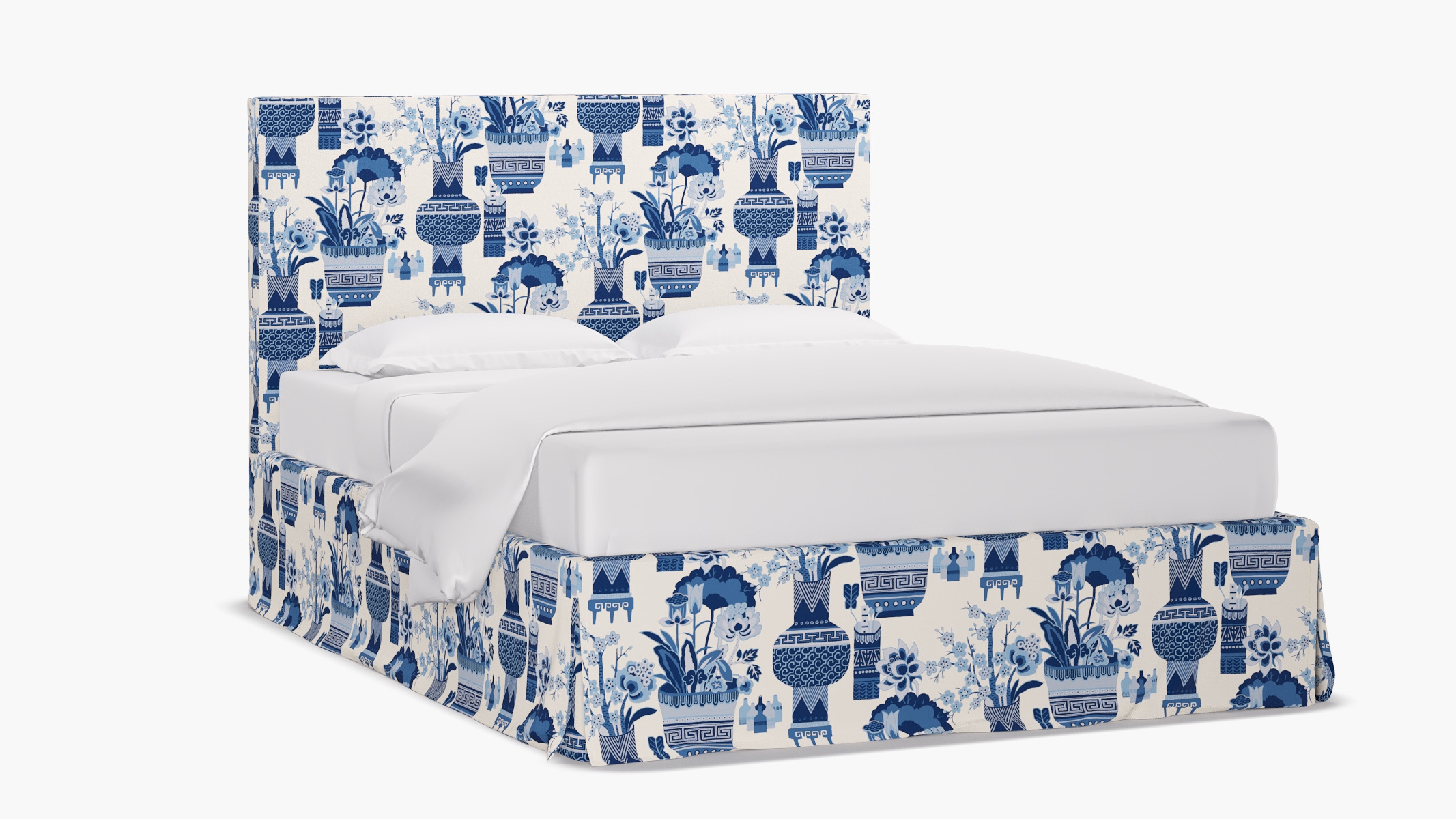 Slipcovered Bed, Delft Kan-Shie, King - Image 1