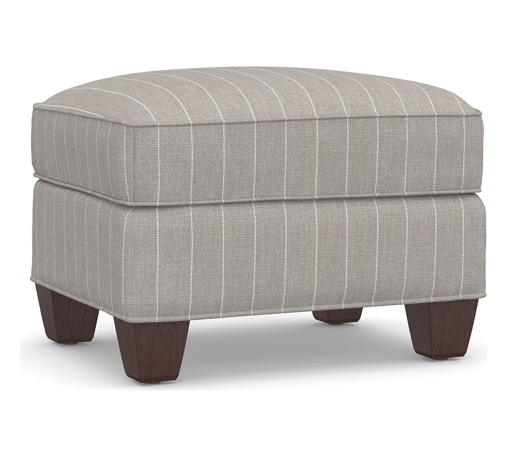 Irving Roll Arm Upholstered Storage Ottoman, Polyester Wrapped Cushions, Sunbrella(R) Performance Harbor Stripe Gray - Image 0