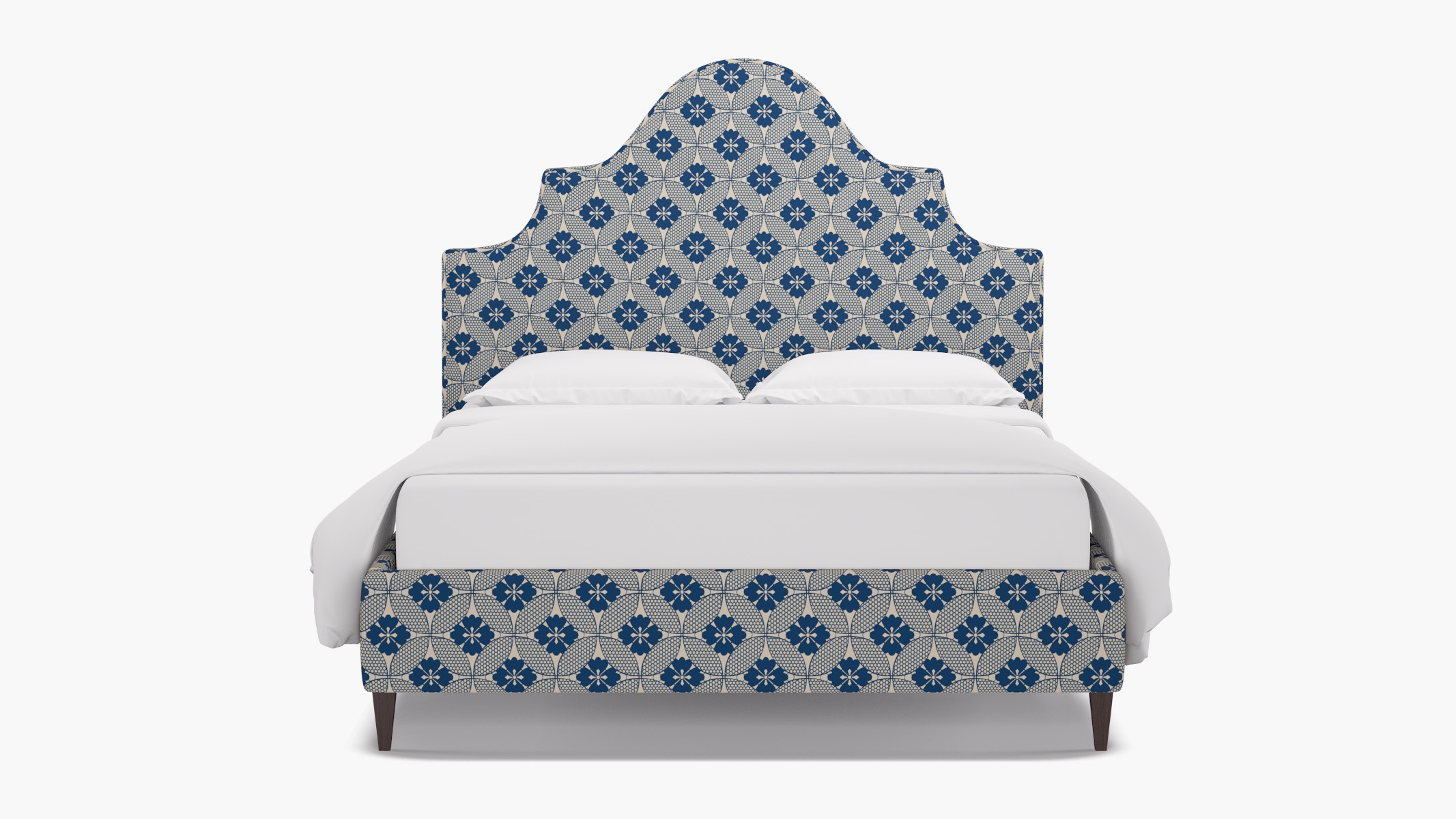 Statement Bed, Bright Navy Solaire, Espresso Square Tapered Leg, King - Image 0
