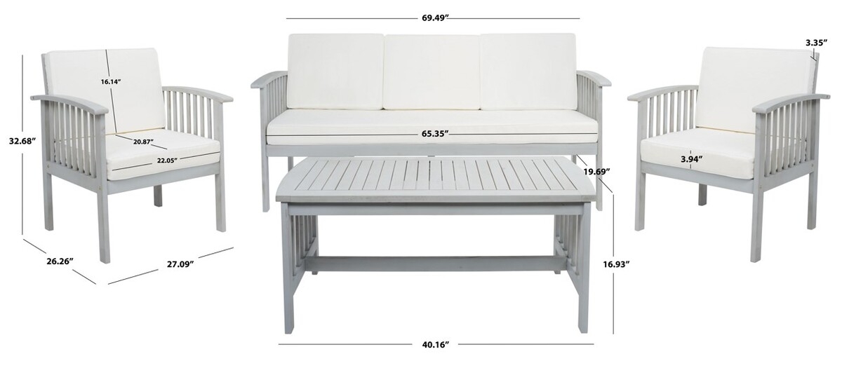 Finnick 4 Pc Outdoor Living Set - Grey/Beige - Safavieh - Image 9