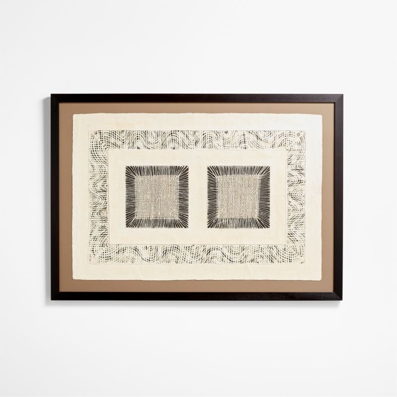 "Papel con Cuadrados"by Julio Laja Chichicaxtle in White Oak Frame Paper 54.75"x39" Wall Art - Image 3