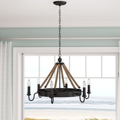 Gerrish 6 - Light Candle Style Wagon Wheel Chandelier with Rope Accents - Image 0