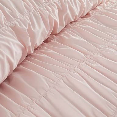 Ruched Organic Duvet Cover, Twin/Twin XL, Powdered Blush - Image 1