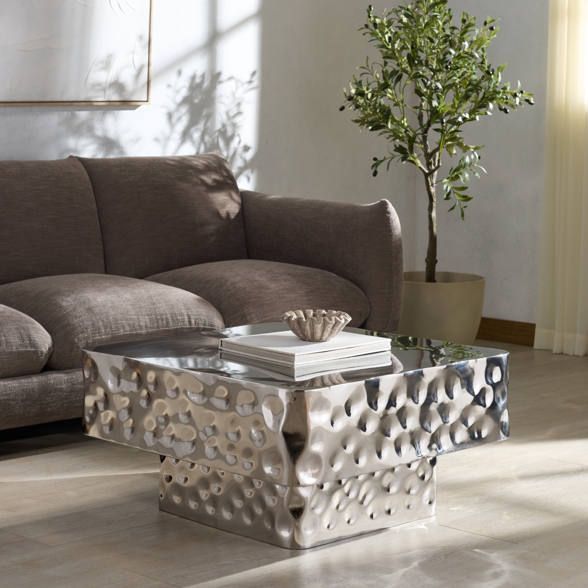 Janalee Steel Square Coffee Table - Chrome - Image 1