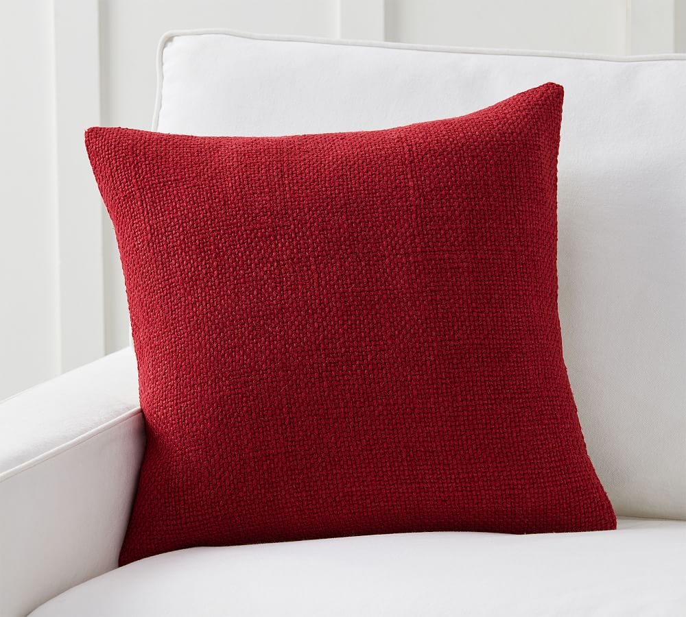 Faye Linen Textured Pillow Cover, 20", Cardinal - Image 0