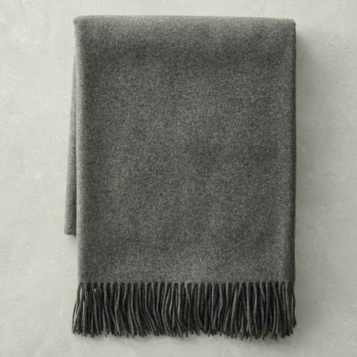 Solid Cashmere Throw, 50" X 65", Charcoal - Image 0