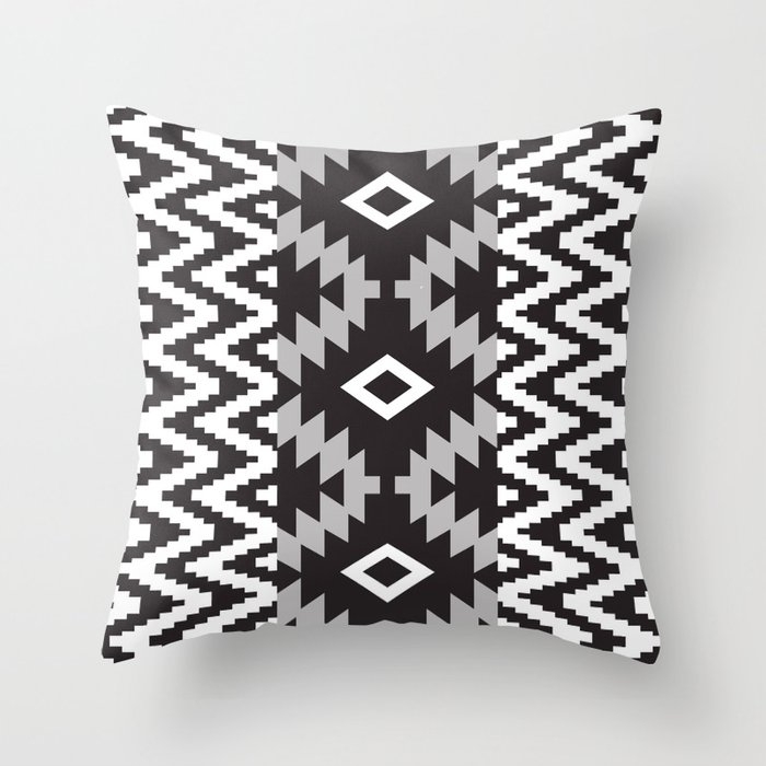 Ion In Black And White Couch Throw Pillow by Becky Bailey - Cover (16" x 16") with pillow insert - Outdoor Pillow - Image 0