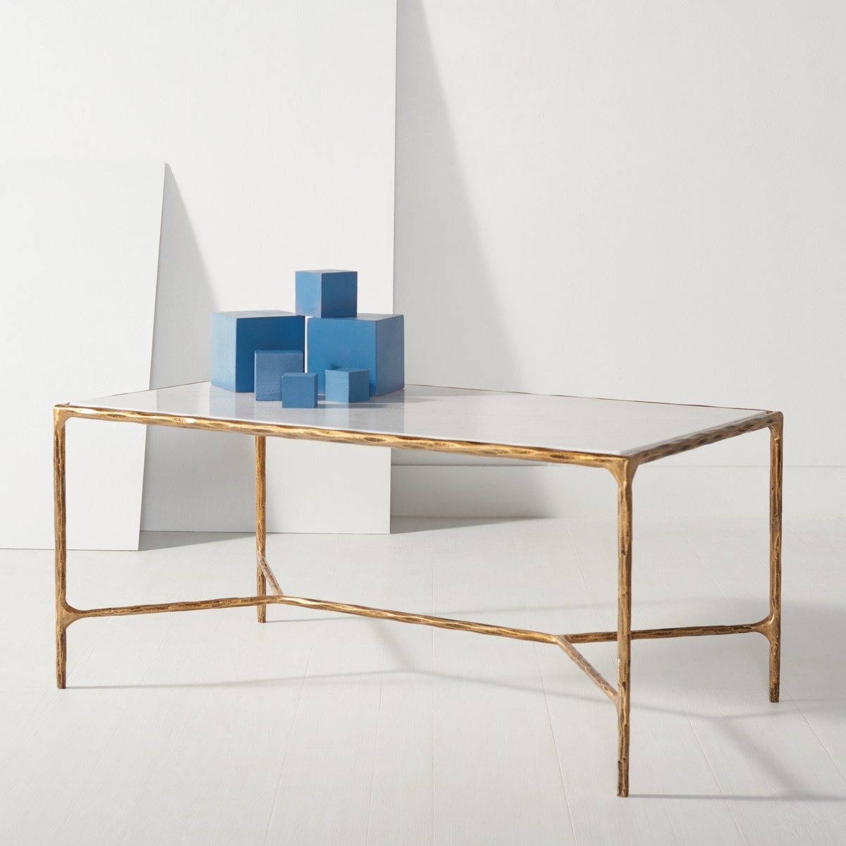 Jessa Metal Coffee Table - Brass/White - Image 1
