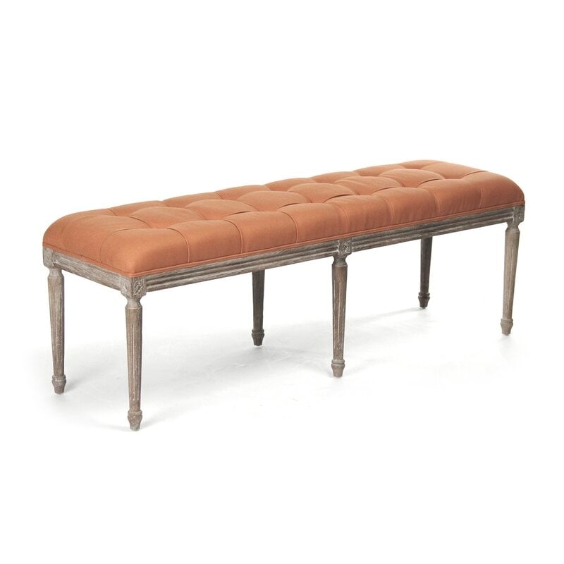 Zentique Louis Upholstered Bench Color: Orange - Image 0