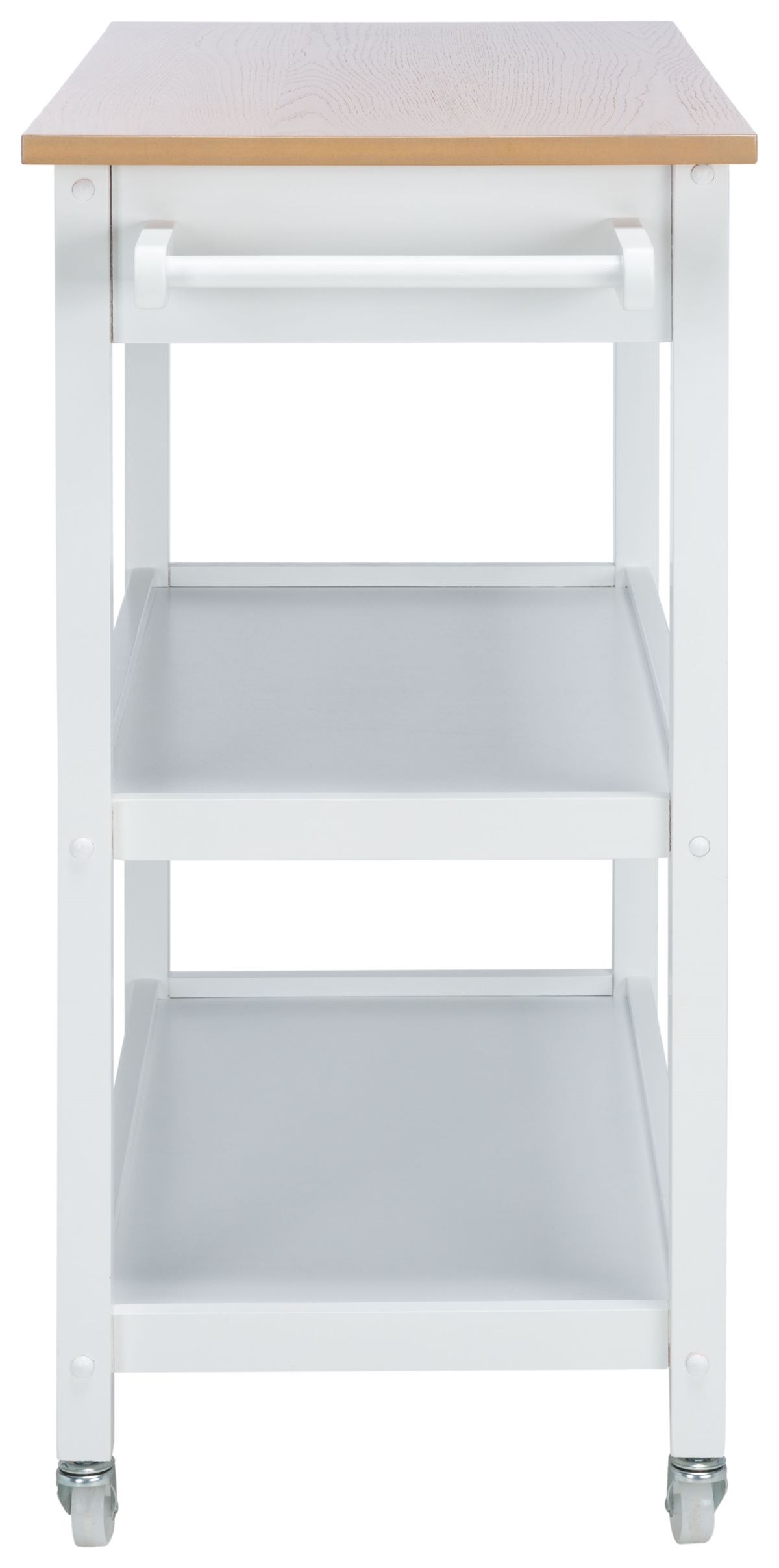 Cohyn 2 Drawer 3 Shelf Kitchen Cart - Natural / White - Safavieh - Image 6