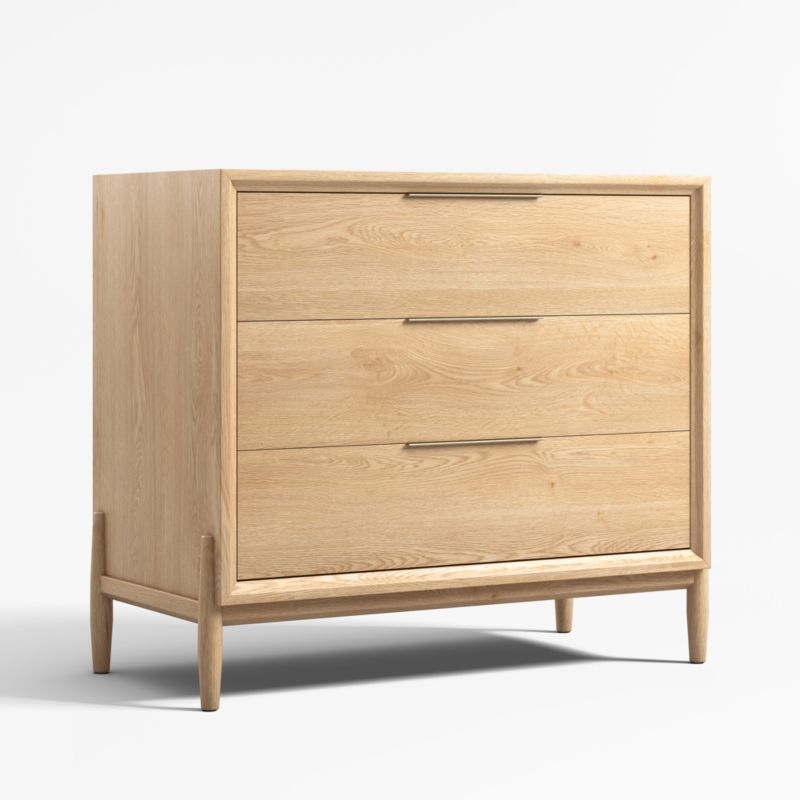 Bodie 36" Natural Oak Wood Narrow 3-Drawer Kids Dresser - Image 1