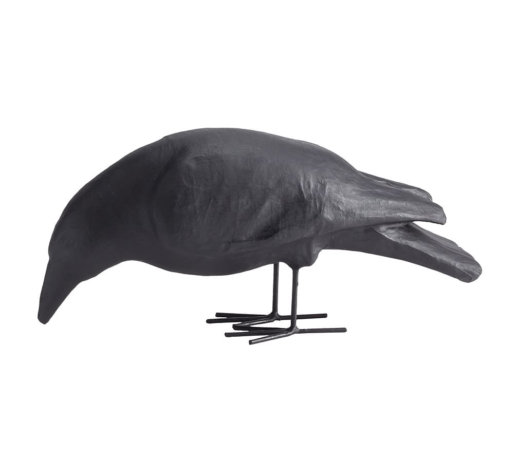 Decorative Object Paper Mache Raven, Head Down - Image 0