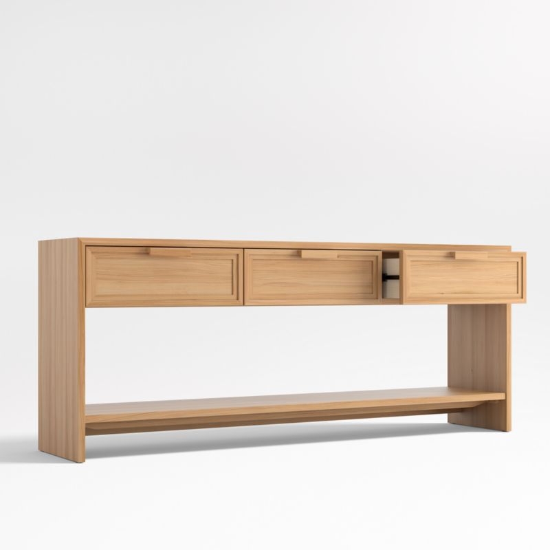 Calypso 72" Rectangular Natural Wood Storage Console Table - Image 2
