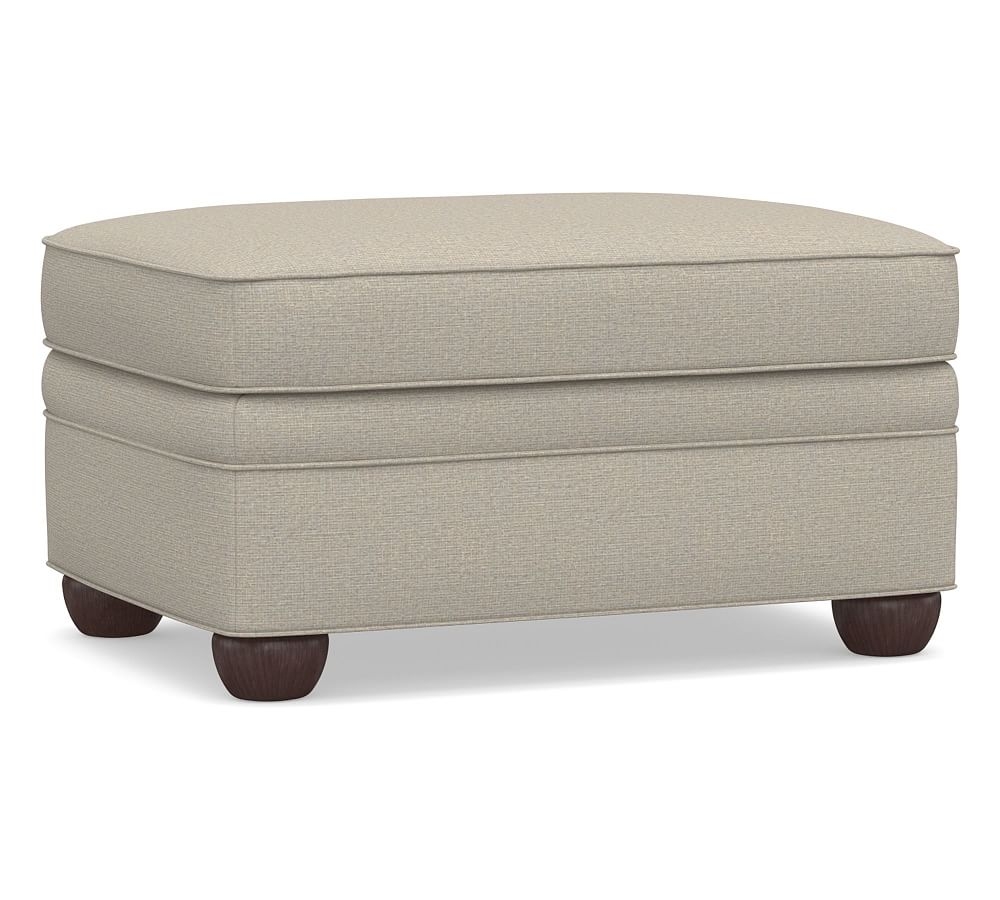 Chesterfield Roll Arm Upholstered Ottoman, Polyester Wrapped Cushions, Performance Boucle Fog - Image 0