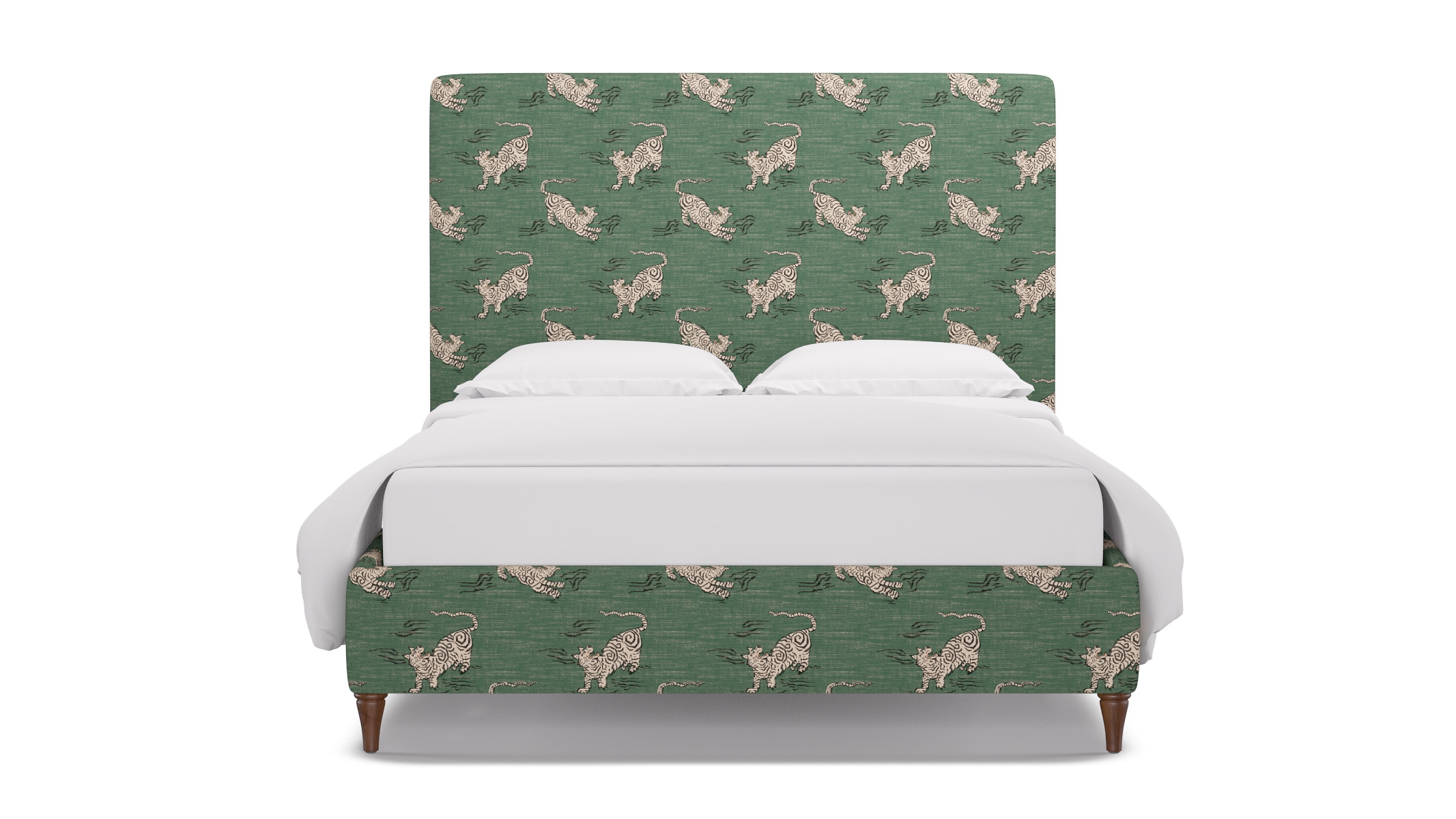 Classic Bed, Emerald Tigresse, Walnut Decorative Tapered Leg, Twin - Image 0