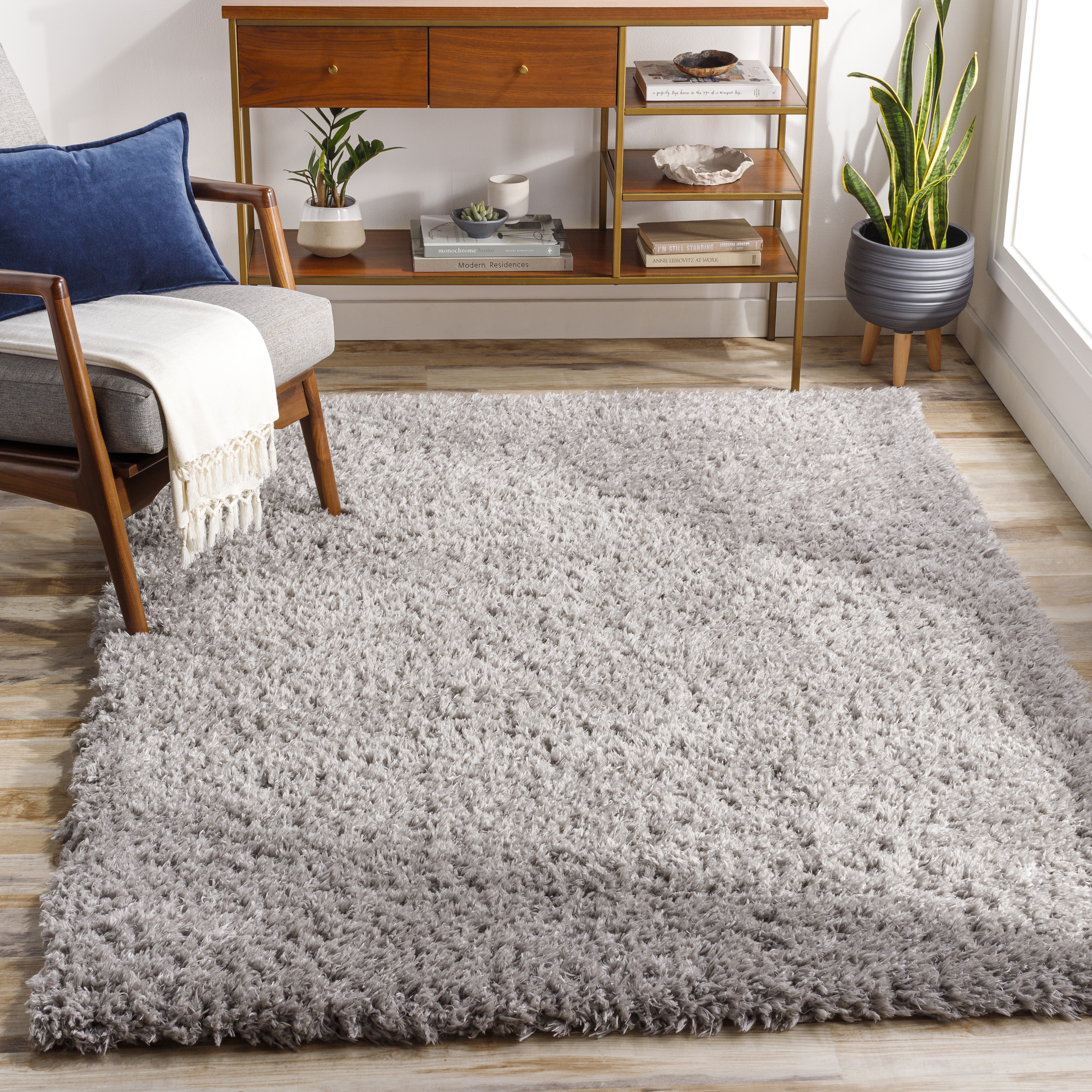Angora Gray Indoor 5'3" x 7' Machine Woven Rug - Image 1
