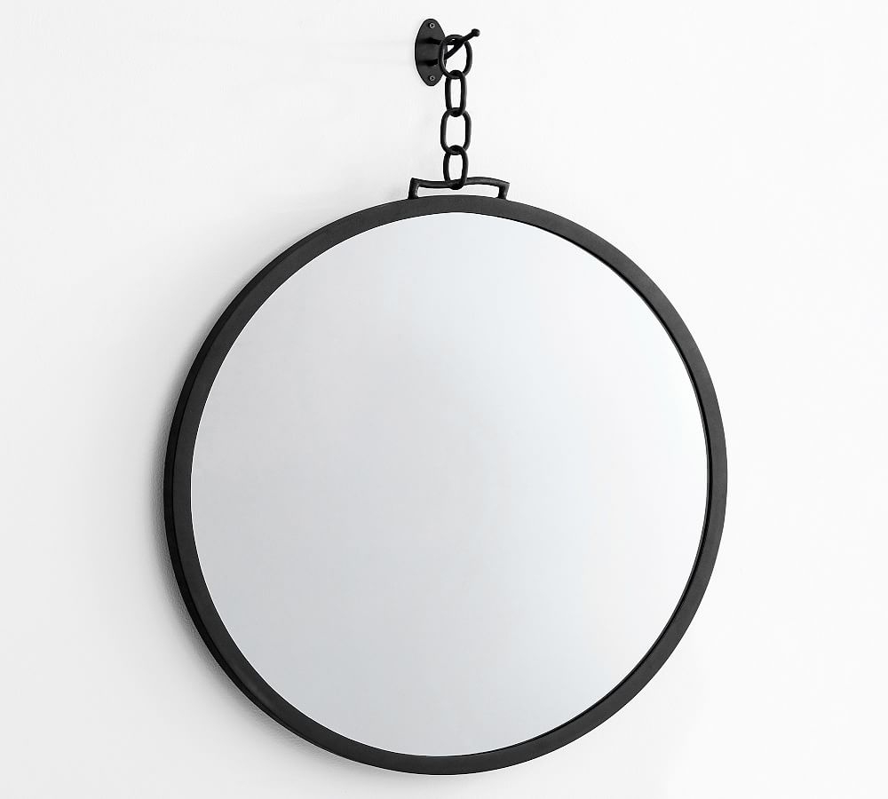 Vista Circular Wall Mirror with Chain, Bronze, 36"W x 34"H - Image 0