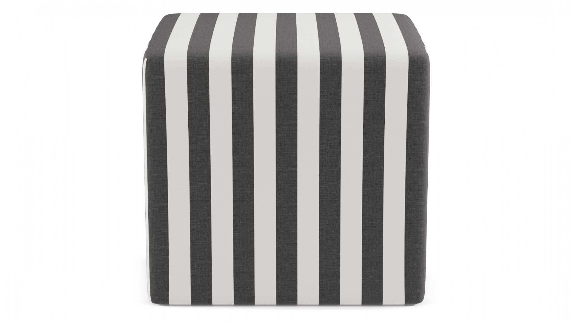 Cube Ottoman, Ink Cabana Stripe - Image 0
