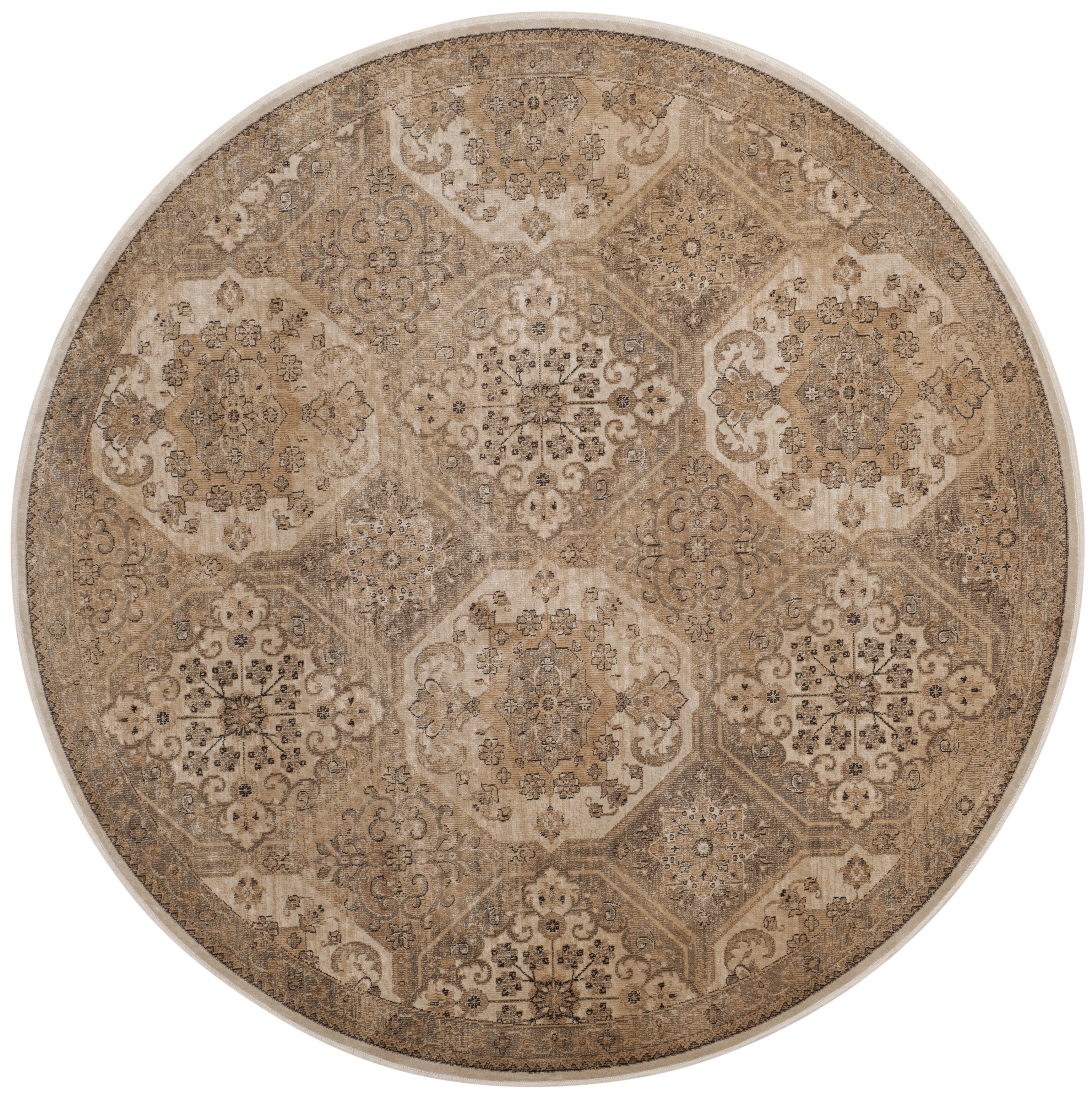 Arlo Home Woven Area Rug, VTG128-3440, Beige/Cream,  6' X 6' Round - Image 0