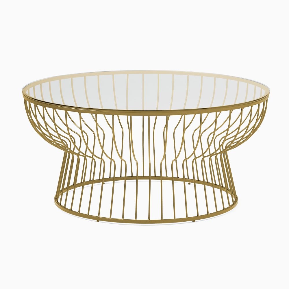 Pillar Glass/Antique Brass Round 36" Coffee Table - Image 0