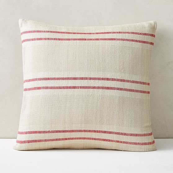 Silk Stripes Pillow Cover, 20"x20", Dark Red - Image 0