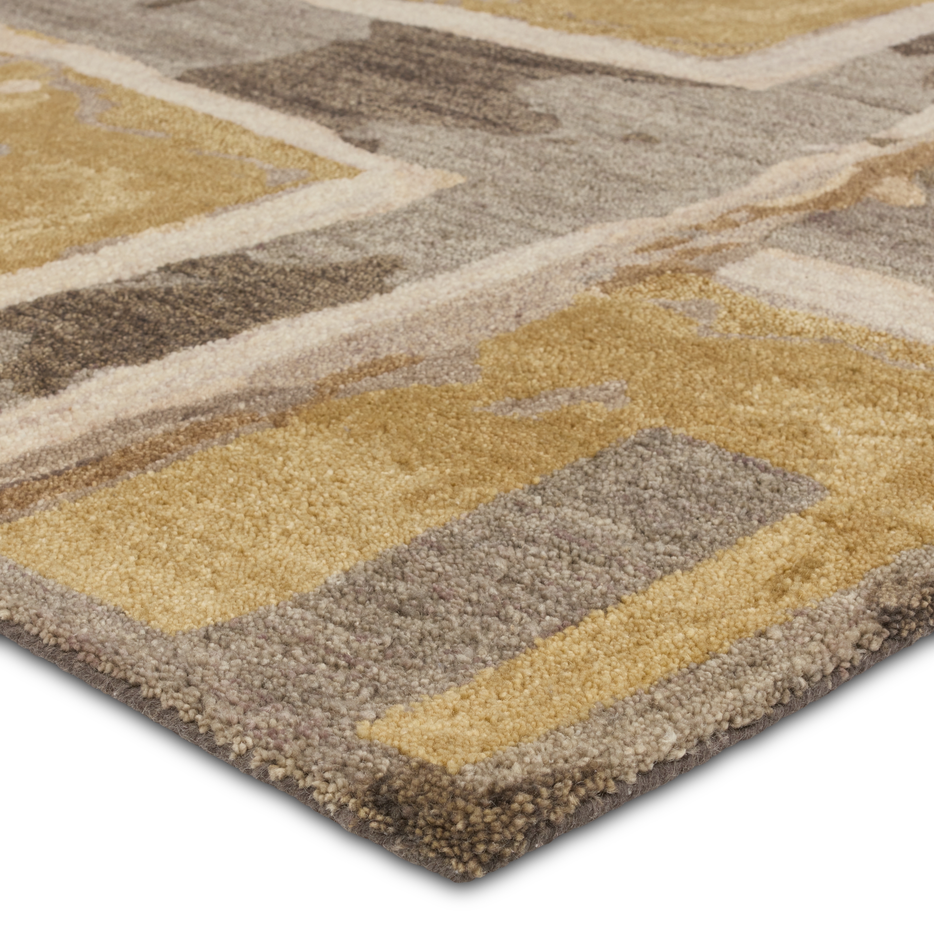 Zoe Bios By Balsa HNC01 Handmade Abstract Yellow and Taupe Area Rug (6'x9') - Image 1