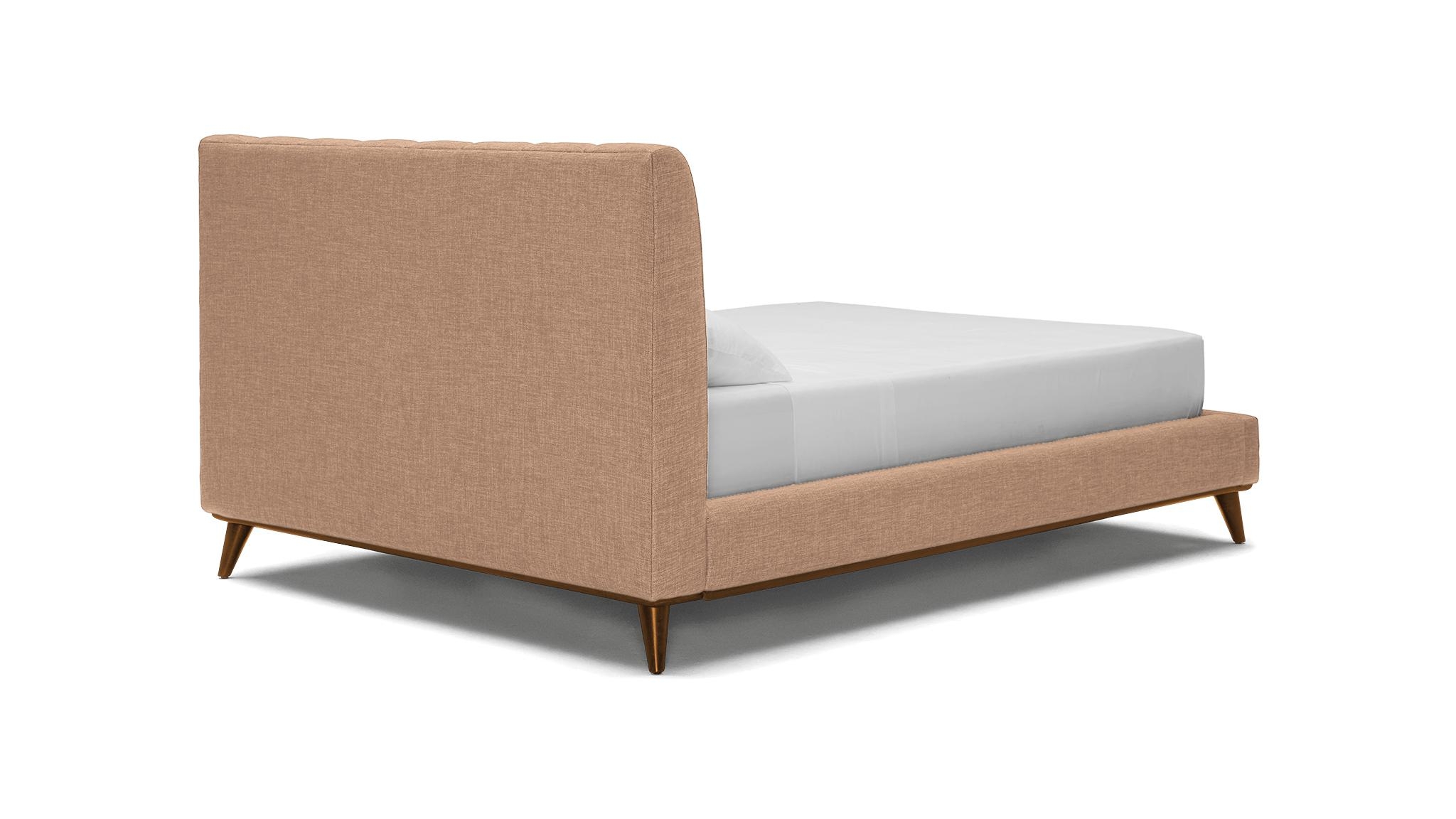 Pink Hughes Mid Century Modern Bed - Royale Blush - Mocha - Queen - Image 3
