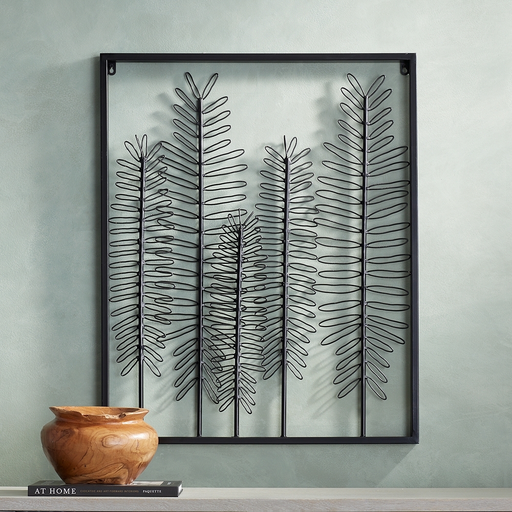 Fern 32 1/4" High Glossy Dark Gray Metal Framed Wall Art - Image 0