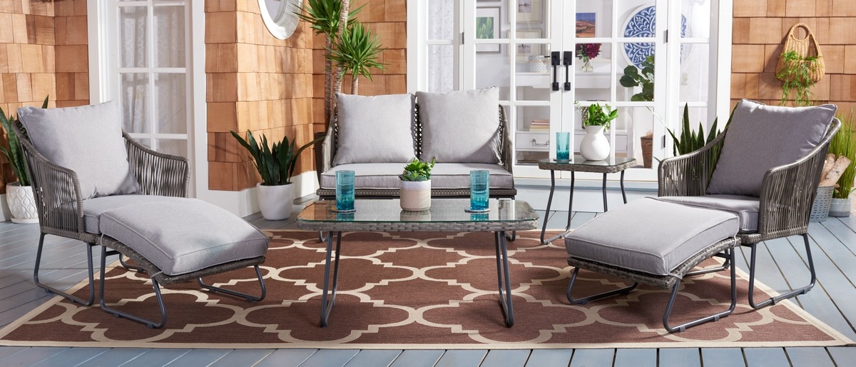 Indoor-Outdoor Lonra 7 Pc Lounger Set - Grey/Grey - Safavieh - Image 1
