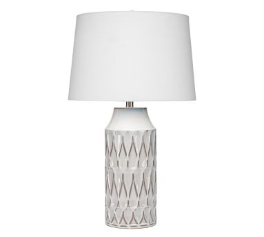 Selma Ceramic Table Lamp, White Patterned Ceramic - Image 2