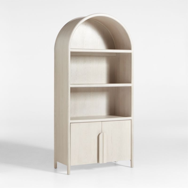 Annie Whitewashed Wood Storage Bookcase with Shelves by Leanne Ford - Image 3