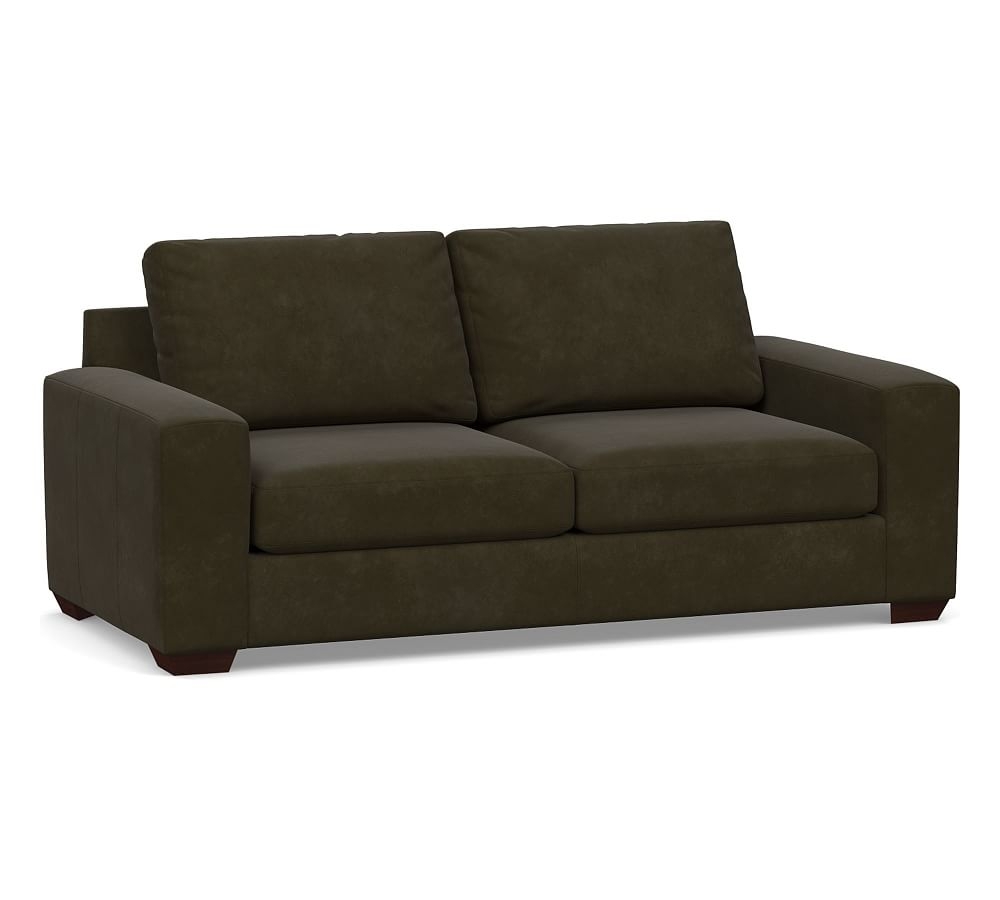 Big Sur Square Arm Leather Sofa 82", Down Blend Wrapped Cushions, Aviator Blackwood - Image 0