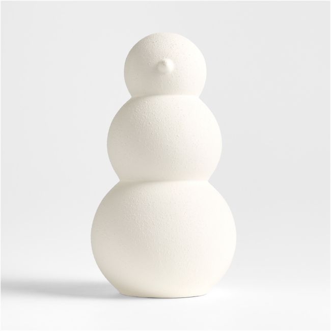 Antique White Textured Ceramic Snowman Large 13" - Image 0