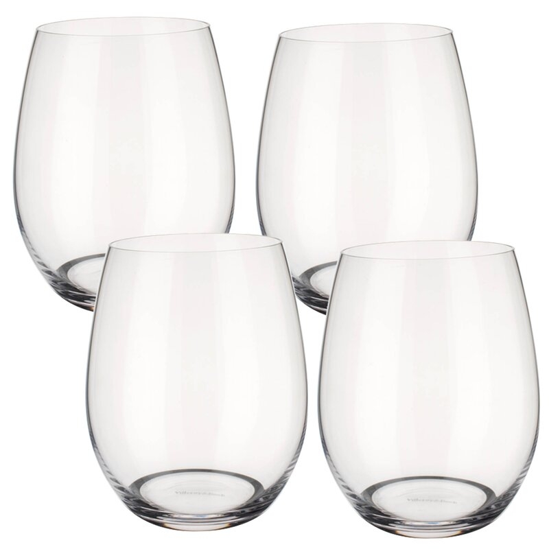 Villeroy & Boch Entrée Set/4 Double Old Fashioned 16 oz Crystal Stemless Wine Glasses - Image 0
