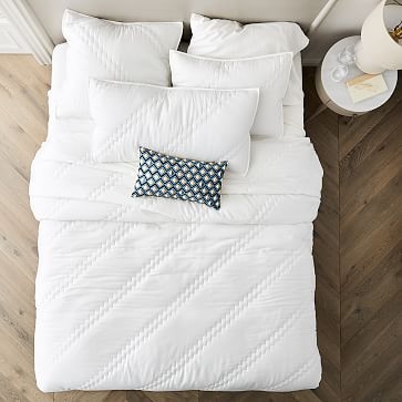 Tencel Stepped Quilt, Full/Queen, Stone White - Image 2