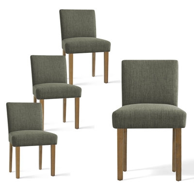 Encline Set of 4 Linen Upholstered 18.5'' Seat Height Solid Wood Dining Chair (Set of 4) - Image 0